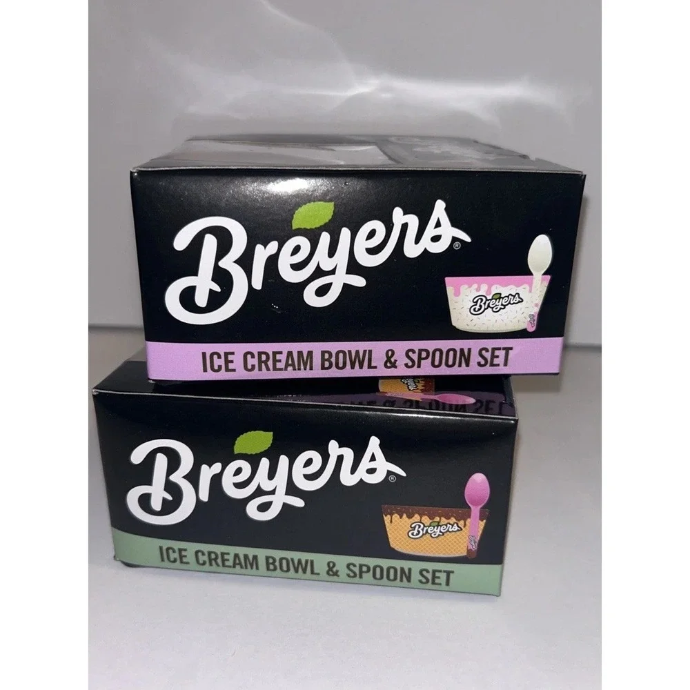 Breyers Ice Cream Bowls With Spoons New Lot Of 2